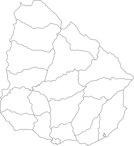 White Blank Flat Departments Map South American Country Uruguay — 스톡 벡터