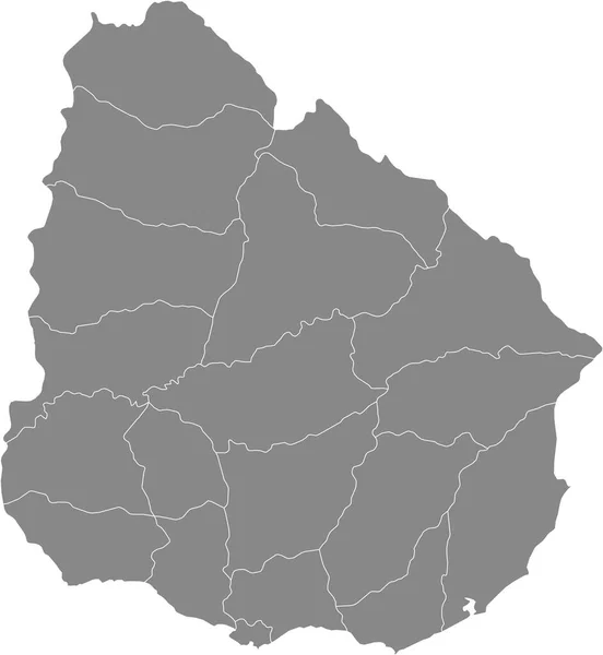 Grey Blank Flat Departments Harta Țării Din America Sud Uruguay — Vector de stoc