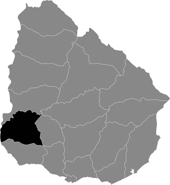 Black Location Map Uruguayan Department Soriano Grey Χάρτης Της Ουρουγουάης — Διανυσματικό Αρχείο