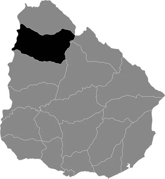 Schwarze Lagekarte Des Uruguayischen Departements Salto Innerhalb Der Grauen Landkarte — Stockvektor