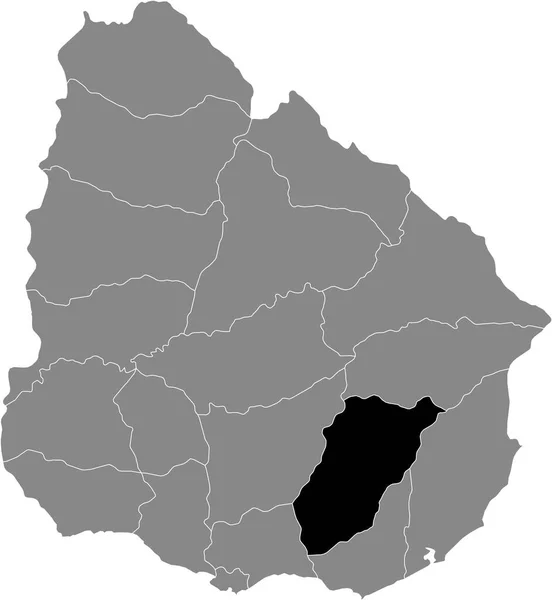 Mapa Negro Del Departamento Uruguayo Lavalleja Grey Map Uruguay — Vector de stock