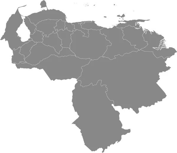 Cinza Branco Estados Planos Mapa País Sul Americano Venezuela —  Vetores de Stock