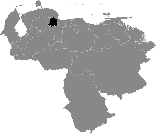 Mapa Localização Estado Venezuelano Yaracuy Dentro Grey Map Venezuela —  Vetores de Stock