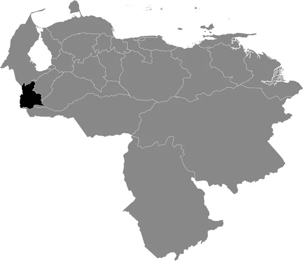 Mapa Localización Negra Del Estado Venezolano Tchira Dentro Del Mapa — Archivo Imágenes Vectoriales