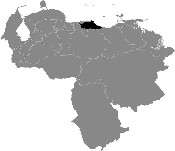 Carte Localisation Noire État Vénézuélien Miranda Dans Carte Grise Venezuela — Image vectorielle