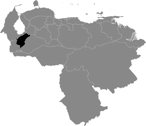 Mapa Localización Negra Del Estado Venezolano Mrida Dentro Del Mapa — Archivo Imágenes Vectoriales