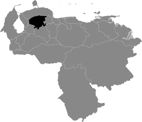 Mapa Localización Negra Del Estado Venezolano Lara Dentro Del Mapa — Vector de stock