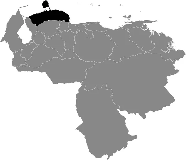 Carte Localisation Noire État Vénézuélien Falcn Dans Carte Grise Venezuela — Image vectorielle