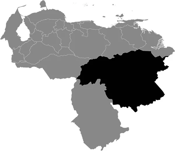 Mapa Localización Negra Del Estado Venezolano Bolvar Dentro Del Mapa — Archivo Imágenes Vectoriales