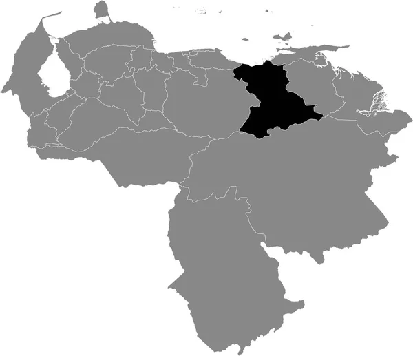Black Location Map Venezuelan State Anzotegui Grey Χάρτης Της Βενεζουέλας — Διανυσματικό Αρχείο