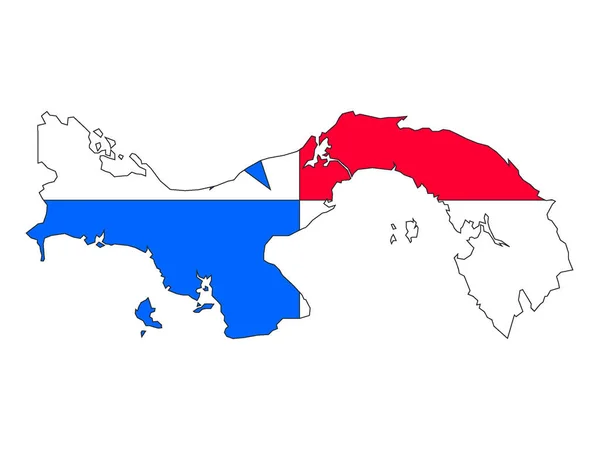 Panama Karte Und Flagge Kombiniert — Stockvektor