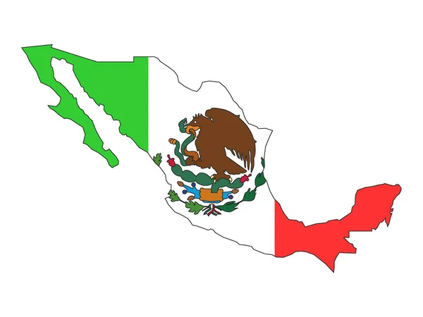 Mexico Map Flag Combined — Stock Vector