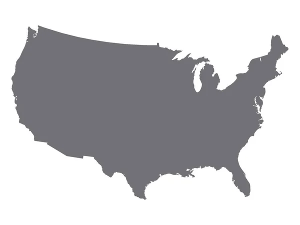 Grijs Gedetailleerde Usa Continental Map — Stockvector