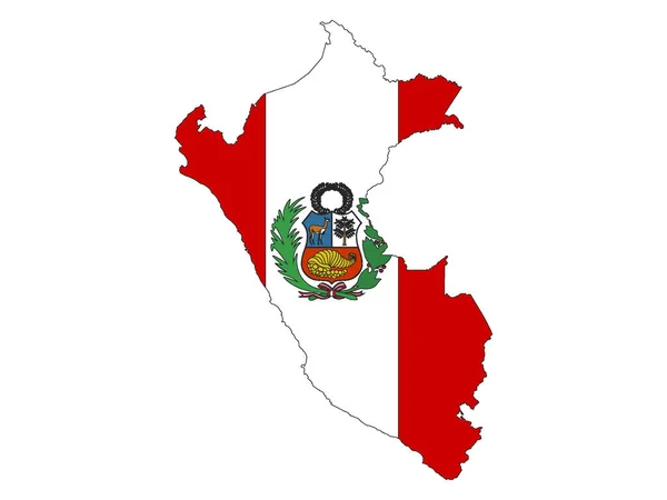 Peru Karta Och Flagga Kombinerad — Stock vektor