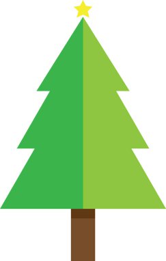 Basit karikatür el çizimi süslemeli Noel ağacı