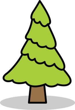 Basit karikatür el çizimi süslemeli Noel ağacı