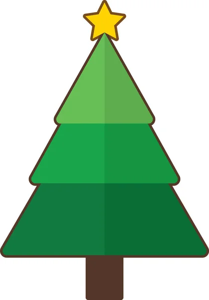 Simple Dibujos Animados Dibujado Mano Vector Árbol Navidad Con Adornos — Vector de stock
