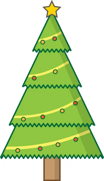 Desenhos Animados Simples Mão Desenhada Vetor Árvore Natal Com Ornamentos — Vetor de Stock