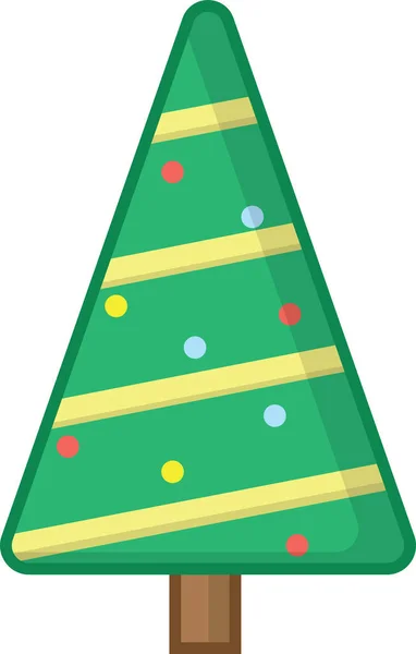 Simple Dibujos Animados Dibujado Mano Vector Árbol Navidad Con Adornos — Vector de stock