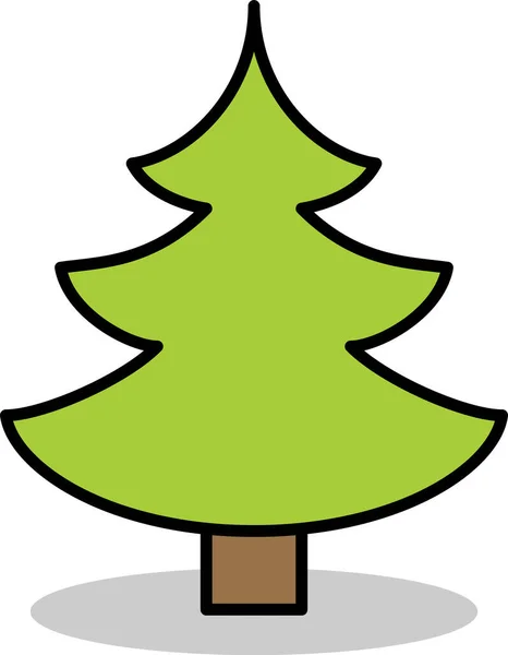 Jednoduchý Kreslený Ručně Kreslený Vektor Vánoční Stromeček Ozdobou — Stockový vektor