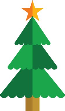 Basit karikatür el çizimi süslemeli Noel ağacı