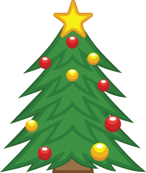 Basit karikatür el çizimi süslemeli Noel ağacı