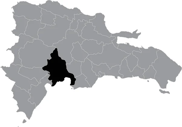Schwarze Lagekarte Der Dominikanischen Azua Provinz Innerhalb Der Grauen Karte — Stockvektor