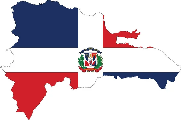 Bandeira República Dominicana Cortada Dentro Mapa — Vetor de Stock