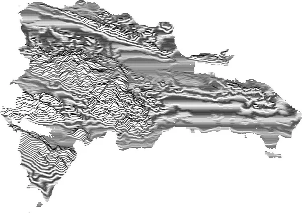 Mapa Topograficzna Republiki Dominikańskiej Czarnymi Liniami Konturu — Wektor stockowy