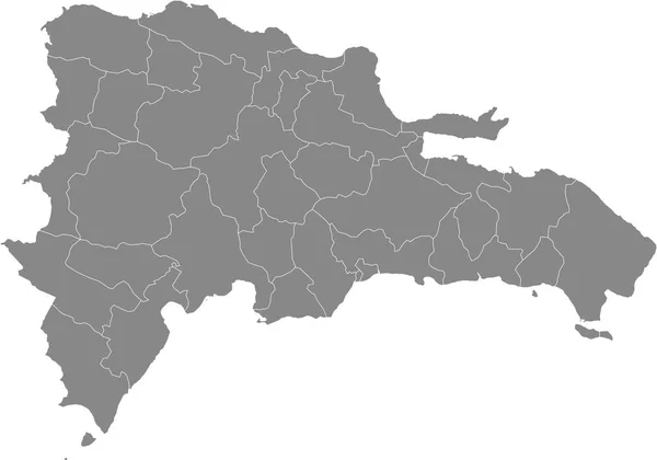 Mapa Vectorial Gris República Dominicana Con Bordes Blancos Sus Provincias — Vector de stock