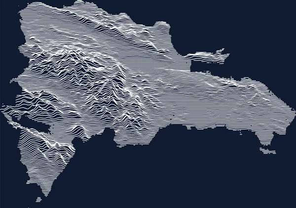 Mapa Topograficzna Republiki Dominikańskiej Białymi Konturami Ciemnoniebieskim Tle — Wektor stockowy