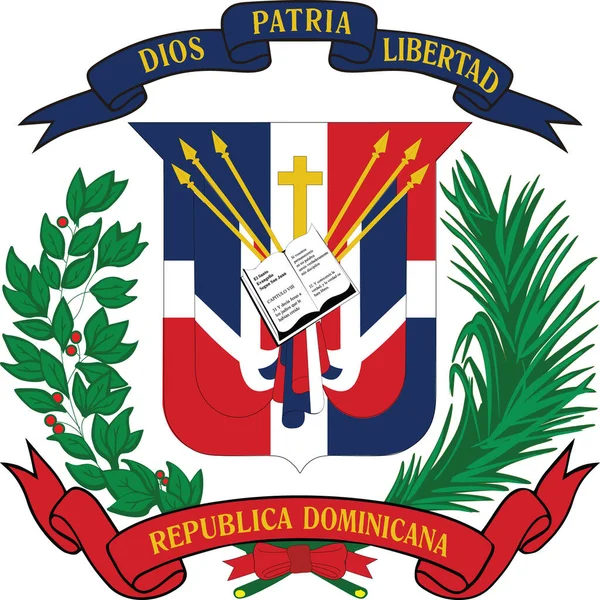 Oficial Actual Vector Escudo Armas República Presidencial Unitaria República Dominicana — Archivo Imágenes Vectoriales