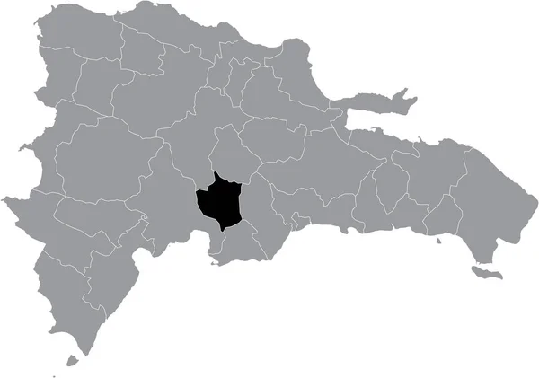ドミニカ共和国の灰色の地図の中にあるドミニカ共和国の黒い地図 — ストックベクタ