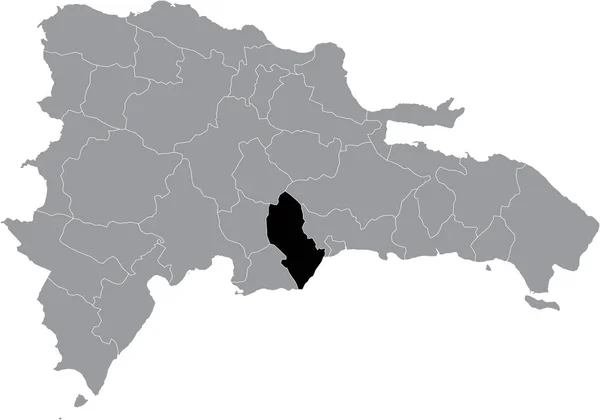 Dominik Cumhuriyeti Nin Gri Haritasındaki Dominik San Cristbal Bölgesinin Siyah — Stok Vektör