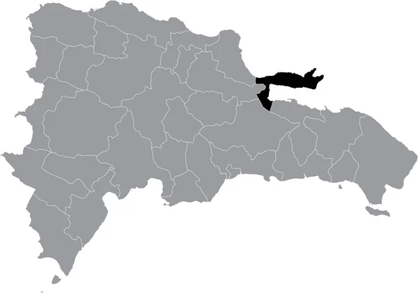 Mapa Ubicación Negro Provincia Saman Dominicana Dentro Del Mapa Gris — Archivo Imágenes Vectoriales