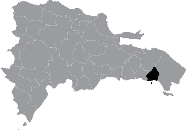 Черная Карта Доминиканской Провинции Романа Внутри Карты Доминиканской Республики — стоковый вектор