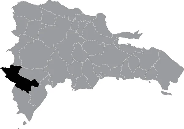 Mapa Negro Provincia Independencia Dominicana Dentro Del Mapa Gris República — Vector de stock