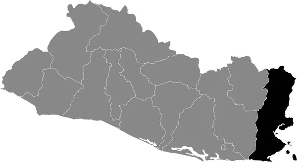エルサルバドルの灰色の地図の中のサルバドリア ウンイン県の黒い場所 — ストックベクタ