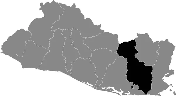 Schwarze Karte Des Salvadorianischen Départements San Miguel Innerhalb Der Grauen — Stockvektor