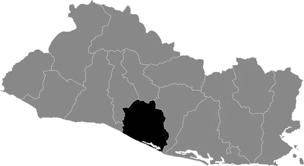 エルサルバドルの灰色の地図の中のサルバドリア ラパス県の黒い場所 — ストックベクタ