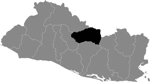 エルサルバドルの灰色の地図の中のサルバドール カバス県の黒い場所 — ストックベクタ