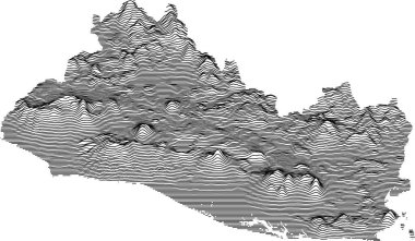 Siyah çizgileri olan El Salvador 'un topografik haritası