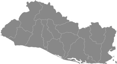 El Salvador 'un beyaz kenarlı gri vektör haritası.