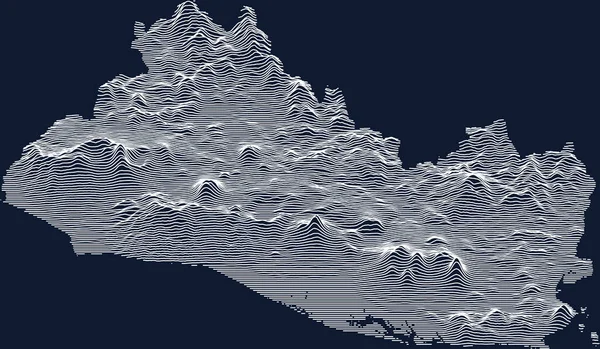 Mapa Topograficzna Salwadoru Białymi Konturami Ciemnoniebieskim Tle — Wektor stockowy