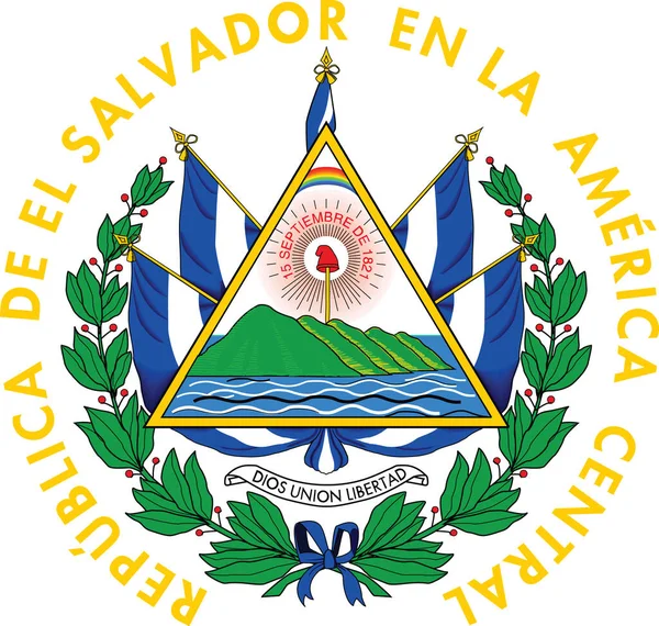 Oficial Actual Vector Escudo Armas República Constitucional Presidencial Unitaria Salvador — Archivo Imágenes Vectoriales