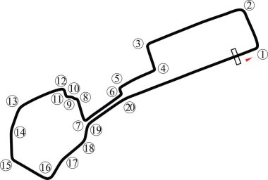 Bakü Şehri Pist Motorsport 2021 takvimi için basit yarış pisti haritası düzeni