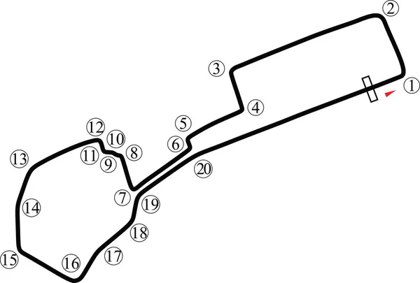 Carte Circuit Simple Pour Bakou City Circuit Motorsport 2021 Calendrier — Image vectorielle