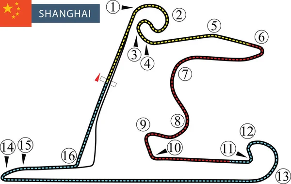 Simple race track map layout with label for Shanghai International Circuit motorsport 2021 calendar