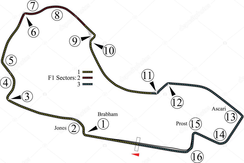 Simple race track map layout for Albert Park Melbourne motorsport 2021 calendar