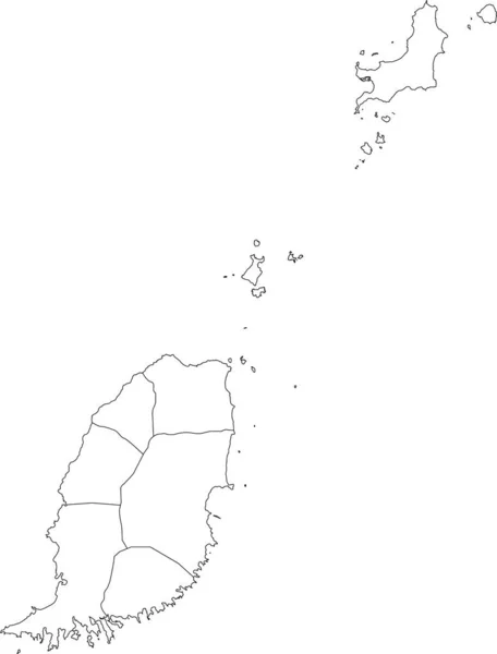 グレナダの白いベクトル図黒の境界線は教区 — ストックベクタ